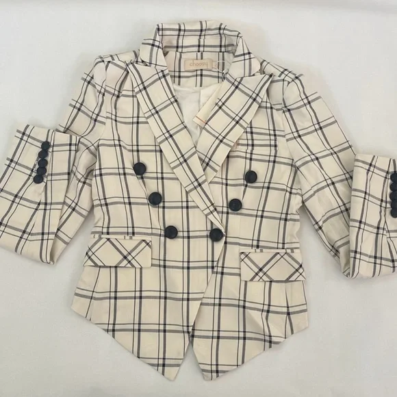 Choosy Double-Breasted Plaid Blazer size 2 - Picture 3 of 9